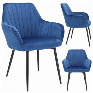 Cora - Chaise recouverte de velours bleu