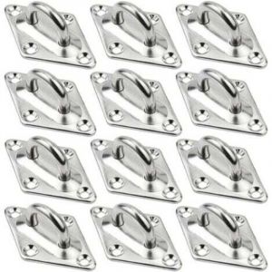 Plaques &agrave; Oeillets Rhombic,12 Pi&egrave;ces Platine Oeillet Inox M5 Kit de Crochet Plafond Charge Lourde,Crochet Suspension Plafond Fixation Support Anneau