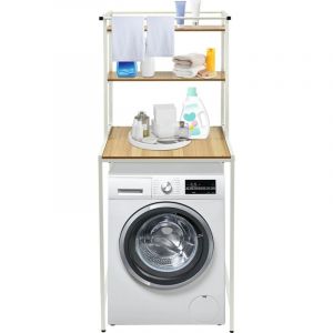 Tagère de machine à laver - 60 x 65 x 176,5 cm (l x l x h) - Étagère de salle de bain à 3 étages - Étagère au-dessus de la machine à laver - Peu