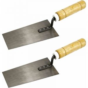 Truelle Trapézoïdale Acier Inoxydable TAIZER 2Pièces Truelle à Lisser avec Manche en Bois Indispensable Truelle à Plâtre Spatule à Plâtre