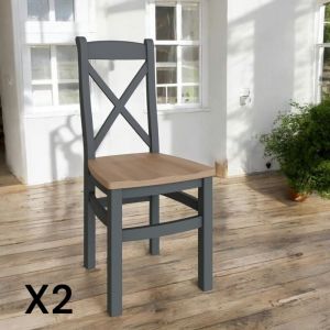 Chaise en bois avec dossier croisé finition charbon (lot de 2) coventry