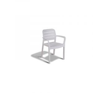 Capaldo - Fauteuil empilable Tisara 4 pcs en re'sine antichoc 58x53x83 cm blanc pour jardin exte'rieur