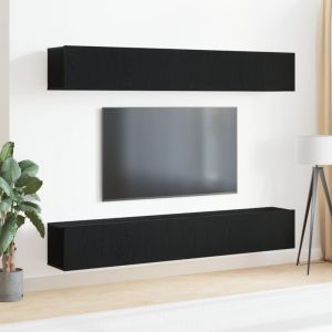 Vidaxl - Ensemble meuble tv 4 pièces - Fixé au mur en chêne noir