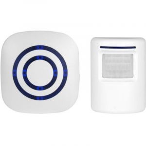 Kit Sonnette sans Fil - Carillon &Eacute;lectrique avec 1 R&eacute;cepteur + 1 D&eacute;tecteur de Mouvement PIR - 38 M&eacute;lodies et 3 Niveaux de Volume - Alarme S&eacute;curit&eacute;