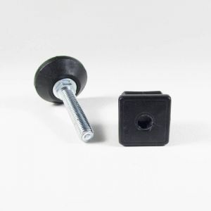 Ajile - Kit de R&eacute;glage / Mise &agrave; Niveau pour tube carr&eacute; 25x25 mm avec Pied V&eacute;rin Filet&eacute; en Acier Zingu&eacute; M10x50 mm Embase diam&egrave;tre 40 mm