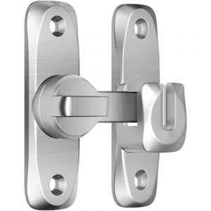 Loquet de porte basculant - Serrure de porte de s&eacute;curit&eacute; - Serrure de porte basculante avec trou pour cadenas - (Argent)