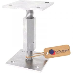 GeZu Impex Support de poteau Galvanoplastie 70 x 70 mm 110 - 160 mmhauteur reglable platine bois pied poteaux cl&ocirc;ture