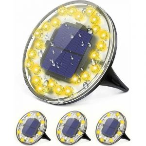 Lampes solaires au sol,24 LED Lumi&egrave;re Solaire Ext&eacute;rieur Jardin au Sol,Spot Solaire Exterieur Encastrable Etanche IP68,Sol Lampe Solaire Jardin pour