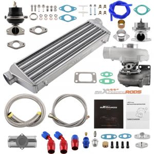 Turbocharger Universal Turbo Kit + 35/38mm Wastegate + Turbo Intercooler + bov