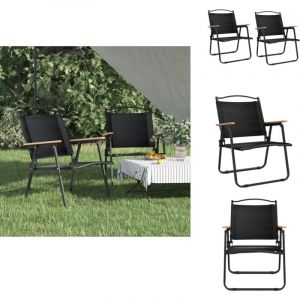Chaises de camping lot de 2 Noir 54x55x78 cm Tissu Oxford - Chaise Pliante - Chaise De Camping - Chaise De Plage - Chaise De Pique-nique - Meubles De