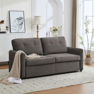 Canap&eacute; 2 Places, avec Coffre de Rangement &ndash; Sofa Moderne en Tissu Microfibre avec 2 Tiroirs, Design Compact pour Salon ou Appartement - Gris Fonc&eacute;