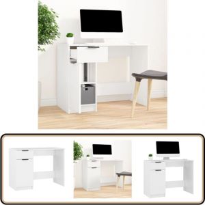 Vidaxl - Bureau Blanc 100x50x75 cm Bois d'ing&eacute;nierie - Bureau Blanc - Bureau Informatique - Meuble De Bureau - Bureau Moderne - Bureau Compact