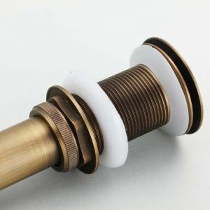 Bonde et accessoires pour vasque et lavabo，Pop-up R&eacute;tro Bouchon Bonde de Lavabo Vidange sans Trop-Plein en Laiton Bronz&eacute; Universel Valve Draineur