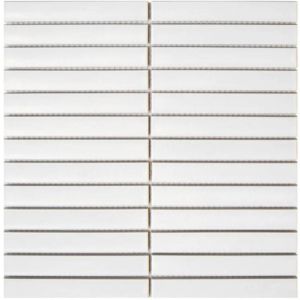 Mosa&iuml;que de gr&egrave;s c&eacute;rame KITKAT 14,5x2cm - Mosa&Iuml;que rectangle 14,5x2 cm White - Mat - bo&icirc;te de 0.89 m2 - Mosa&Iuml;que rectangle 14,5x2 cm White - Mat - bo
