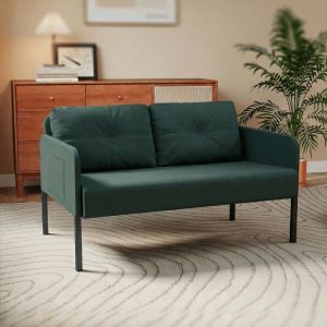 Fabulcozy Canap&eacute; Convertible 2 Places 110 cm Design Minimaliste, Petit Canap&eacute; 2 Places Dossier Haut et Tissu Effet Lin Respirant Confortable, Id&eacute;al