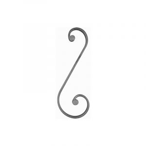 Volute in&eacute;gale en s &agrave; noyau - Hauteur 380mm Largeur 135mm Plat lisse 20x8mm - Fer forg&eacute; - &agrave; souder Deco Fer Forge