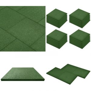 Vidaxl - Carreaux de protection antichoc 24pcs Caoutchouc 50x50x3cm Vert - Carrelages De Sécurité - Carreau Anti-chute - Revêtement De Sol Extérieur