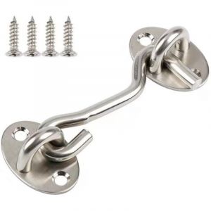 Crochet de porte et fen&ecirc;tre en acier inoxydable 3 pouces couleur acier adapt&eacute; pour serrure de porte de grange, volet de fen&ecirc;tre, 1 pi&egrave;ce