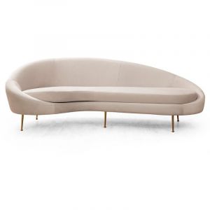 Canapé 3 places tissu beige arrondi coté gauche Tazany 255cm