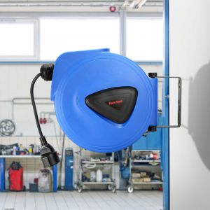 Randaco Enrouleur de c&acirc;ble automatique 20 m avec rallonge, support mural rotatif 180&deg;, syst&egrave;me de gestion de c&acirc;ble pour atelier