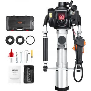 VEVOR 37,77 cc Enfonceur de poteau en T a essence, moteur a 4 temps, enfonce-pieux pour clotures, avec tete deenfoncement a 3 poteaux (45/55/88 mm),