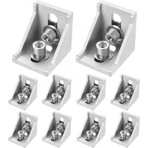 10 Pcs Equerre Profil&eacute;s en Aluminium, Mat&eacute;riel de Fixation Angulaire 40x40, Supports Profil&eacute; Aluminiums, Profil&eacute; Alu &eacute;querre Fixation, Supports