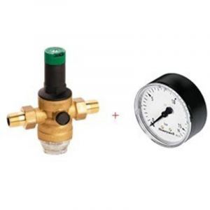 Honeywell - Régulateur de pression, avec raccords, 1 pouce, avec manomètre 0-10 bar