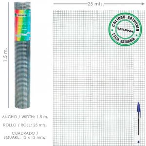 Saturnia - Grillage électrosoudé galvanisé 13x13/150 cm Rouleau 25 mètres usage domestique