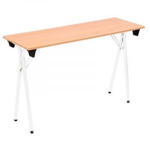 Table pliante de formation l 120 x p 40 chêne clair - Piètement blanc - Maxiburo