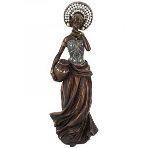 Signes Grimalt - Figurine Ethnique Africaine Décorative en Résine - Sculpture Éléphant pour la Maison, 35 cm, Cadeau Original et Fait Main