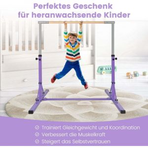 Barre de gymnastique de gymnastique, barres de gymnastique r&eacute;glables en hauteur, chargeable jusqu'&agrave; 100 kg pour une utilisation en int&eacute;rieur, violet