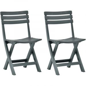 Chaises de jardin pliables-Chaise de terrasse-Chaise d'ext&eacute;rieur 2 pcs Plastique Vert