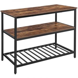 &Eacute;tag&egrave;re de cuisine &agrave; 3 &eacute;tag&egrave;res &eacute;tag&egrave;re de rangement avec plan de travail structure en acier stable 120 x 60 x 90 cm facile &agrave; monter marron rustique