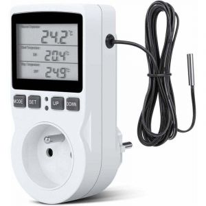 Prise Thermostat, Prise Minuteur Digital, Prise Programmable Digitale avec Sonde, Minuterie Num&eacute;rique Programmable, Prise Thermostat chauffage pour