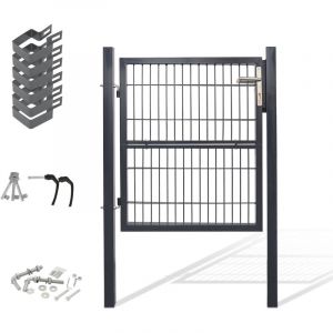 Wolketon 120x100cm Portillon de jardin En acier galvanis&eacute; - Portail de jardin - Porte de cl&ocirc;ture - Avec serrure, poign&eacute;e et cl&eacute; Portillon grillag&eacute;