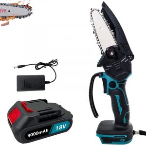 Teetok - Tronçonneuse à batterie, tronçonneuses électriques à cordon de 4 pouces, mini tronçonneuse à une main, Compatible avec la batterie Makita,