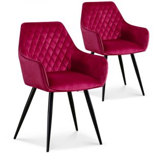 Lot de 2 chaises Victoria en velours rouge pieds noir
