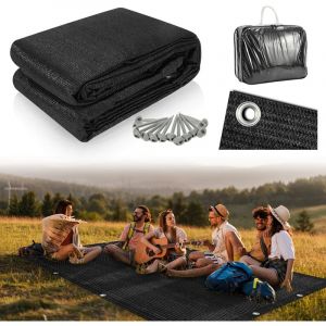 Wolketon Auvent tapis &eacute;tanche camping tapis tente sol ext&eacute;rieur tente b&acirc;che pique-nique couverture caravane - Noir - 300x400cm