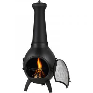 Mophorn - Foyer d'extérieur de 55 cm, foyer à bois avec grille grillagée et couvercle en aluminium antirouille, pour barbecue et chauffage, pour