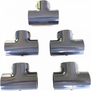 Interplast - Lot de 5 T&eacute; 90&deg; pvc Pression &ndash; u / 63mm int&eacute;rieur f/f/f PN16 / Manchon 63 mm pour Piscine et arrosage/T&eacute;s &eacute;gaux
