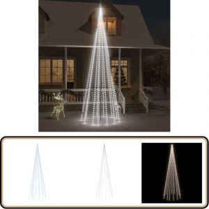 Sapin de Noël sur mât de drapeau 732 LED Blanc froid 500 cm - Arbre De Noel Lumineux - Éclairage Extérieur - Decoration Noel - Sapins Led - Guirlande