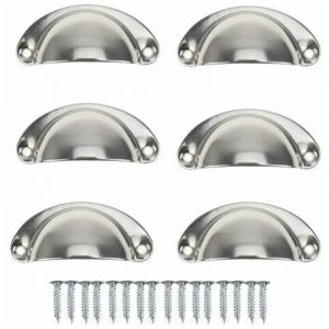 10 Poign&eacute;e de Coquille Vintage pouR&ocirc;tiroir Armoire Meuble Cuisine, Fer Incurv&eacute; Bouton de Porte de Placard Retro 8.2 cm x 3.5 cm Argent