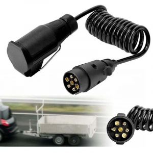 Rallonge de remorque, cordon de remorque de 2M, rallonge en spirale &agrave; 7-7 broches, c&acirc;ble adaptateur 12V, rallonge de remorque pour remorques de