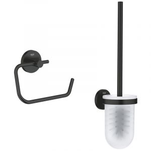 Start set porte-balai de wc + d&eacute;rouleur de papier mural, noir mat (411852430 BlackSet1) - Grohe