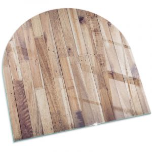 Plaque Carr&eacute;e en verre tremp&eacute; sous chemin&eacute;e et po&ecirc;le protection sol parquet Planches de bois dispos&eacute;es 100x100 cm