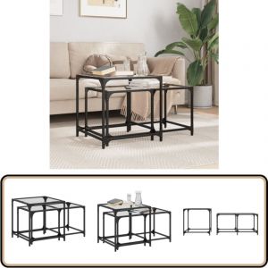 Vidaxl - Tables basses gigognes 2 pcs dessus en verre transparent acier - Table Basse - Table Gigogne - Table D'appoint - Meuble Design - Mobilier