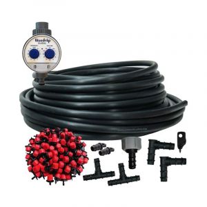 Suinga - Kit goutte &agrave; goutte complet automatique 50 m: Tuyau 16 mm + 50 goutteurs + programmateur de robinet + accessoires d'arrosage