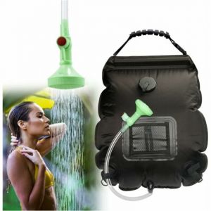 Noir Sac de Douche Solaire Camping, Solaire Sac de Douche Portable, 20L Ext&eacute;rieur Sac &agrave; Eau Pliable avec Commutable T&ecirc;te de Douche Chauffe Eau