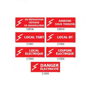 Signaletique.biz France - Panneau et Pictogramme de Signalisation danger &eacute;lectrique - C0912 - 210 x 75 mm
