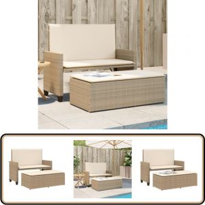 Vidaxl - Banc de jardin et coussins et repose-pied beige r&eacute;sine tress&eacute;e - Banc De Jardin - Canap&eacute;-lit - Mobilier De Jardin - R&eacute;sine Tress&eacute;e - Pouf